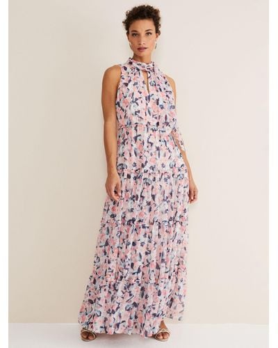 Phase Eight Esme High Neck Floral Maxi Dress - Pink