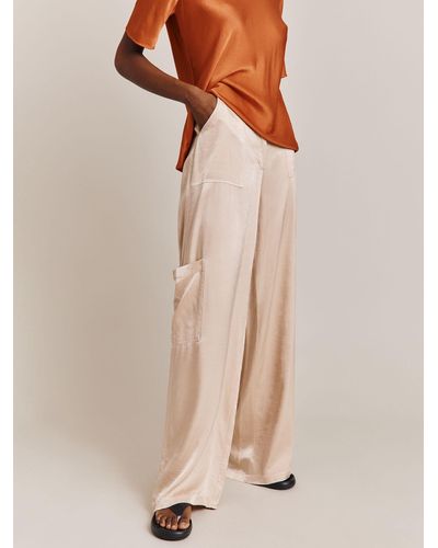 Ghost Aurora Cargo Style Satin Trousers - Natural