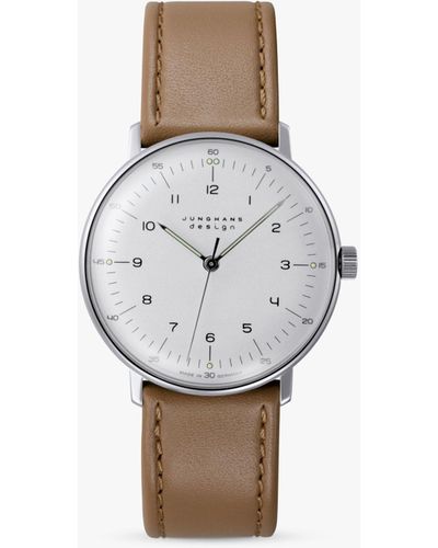 Junghans 27/3701.02 Max Bill Automatic Leather Strap Watch - White