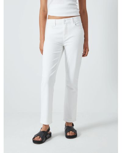 PAIGE Cindy High Rise Straight Cut Jeans - White