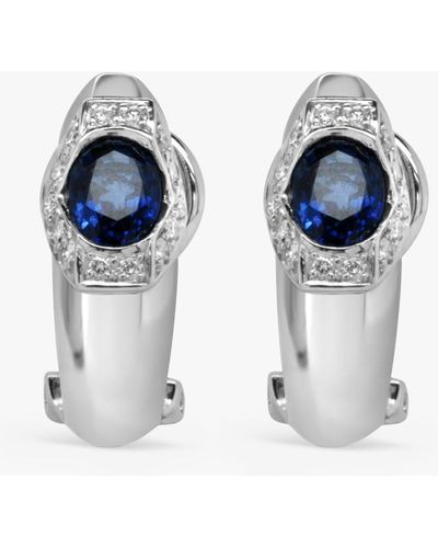 Milton & Humble Jewellery Second Hand 18ct White Gold Sapphire & Diamond Earrings - Blue