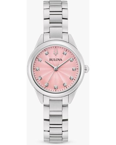 Bulova 96p249 Sutton Diamond Bracelet Strap Watch - White