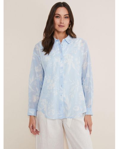 Phase Eight Cotton Kaya Shirt - Blue