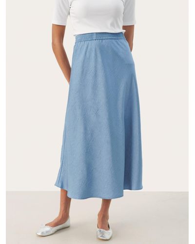 Part Two Dolly High Waist Midi Skirt - Blue
