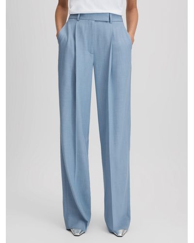 Reiss Petite June Wide Leg Tailored Trousers - Blue