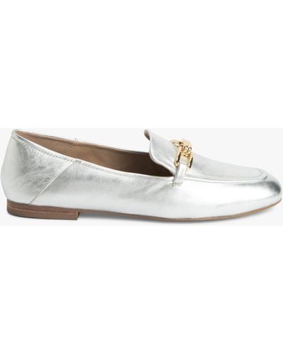John Lewis Godfrey Leather Soft Back Chain Trim Loafers - White