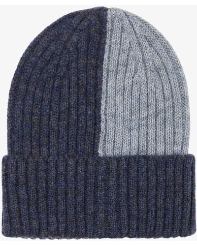Unmade Copenhagen Larna Colour Block Wool Blend Beanie Hat - Blue
