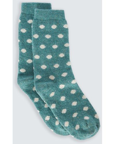 John Lewis Spot Wool Silk Blend Ankle Socks - Blue