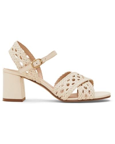 Phase Eight Woven Leather Block Heel Sandals - Natural