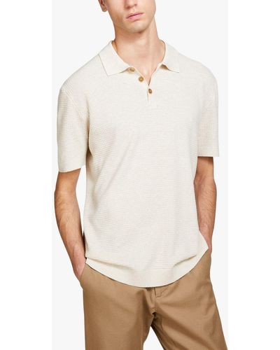 Sisley Knitted Linen Blend Polo Shirt - White