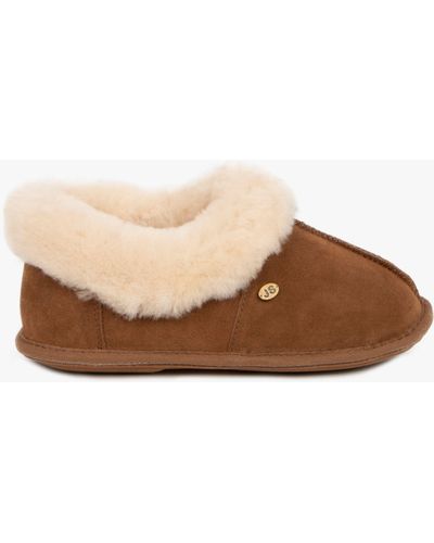 Just Sheepskin Classic Suede Slippers - Brown
