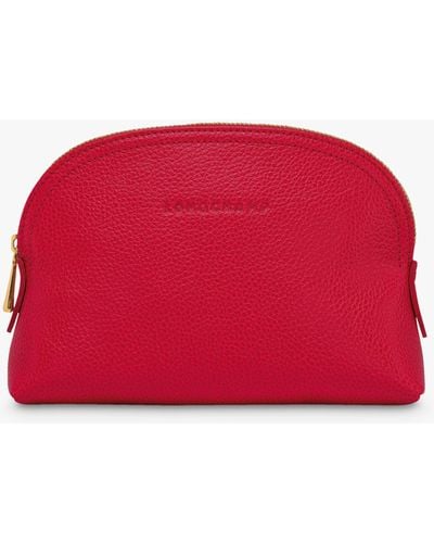 Longchamp Le Foulonné Leather Pouch - Red