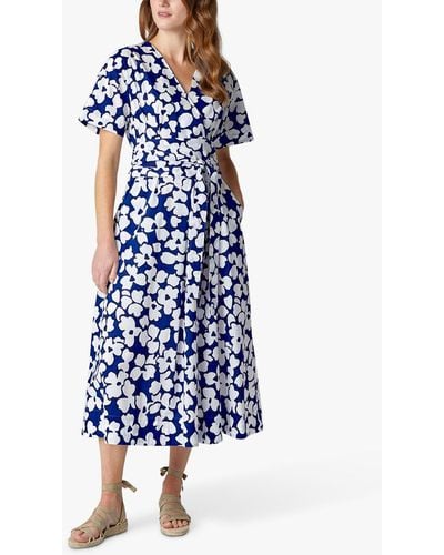 Jasper Conran Floral Midi Wrap Dress - Blue