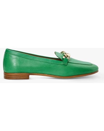 Dune Goldsmith Leather Chain Detail Loafers - Green