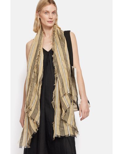 Jigsaw Linen Blend Multi Stripe Scarf - Natural