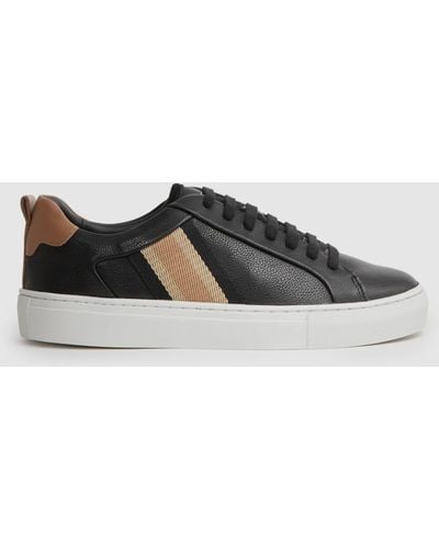 Reiss Sonia Leather Side Stripe Trainers - Multicolour