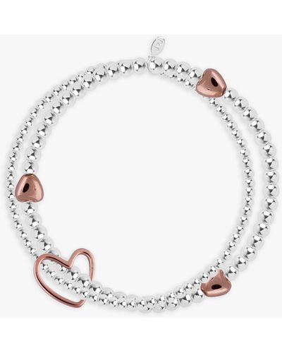 Joma Jewellery Lila Sterling Silver Plated Rose Gold Heart Bracelet - White