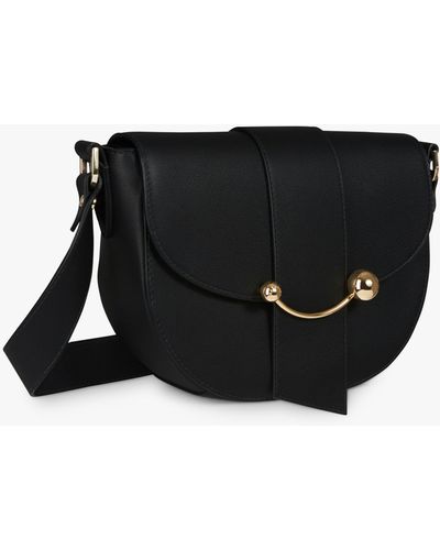 Strathberry Crescent Leather Satchel Bag - Black