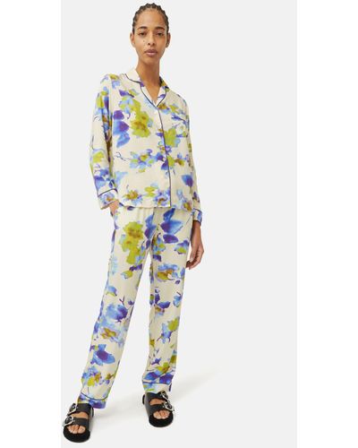 Jigsaw Haze Floral Print Pyjamas - Blue
