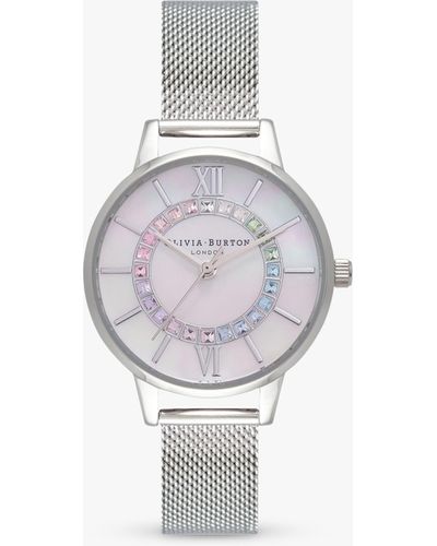 Olivia Burton Wonderland Crystal Mesh Bracelet Strap Watch - Metallic