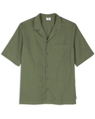 Chelsea Peers Linen Blend Short Sleeve Shirt - Green