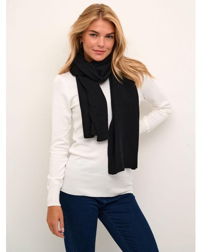 Kaffe Lotte Tight Knitted Long Scarf - Black