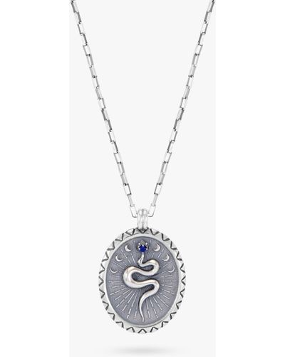 Dower & Hall Snake Talisman Pendant Necklace - White
