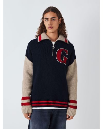 GANT Letterman Wool Blend Oversized Jumper - Blue