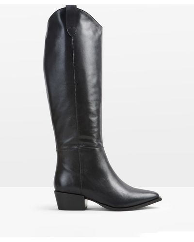 Hush Hailey Leather Western Knee Boot - Black