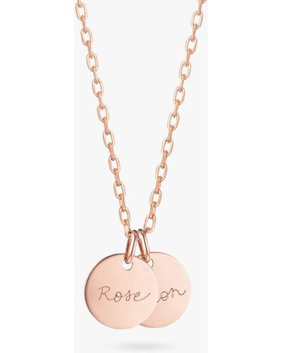 Merci Maman Personalised Name 2 Disc Charm Pendant Necklace - Pink