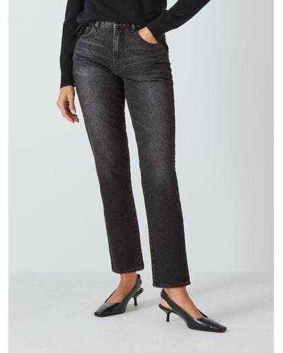 John Lewis Authentic Straight Cut Cropped Jeans - Black