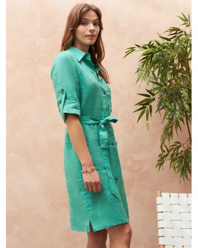 Brora Dye Linen Shirt Dress - Green