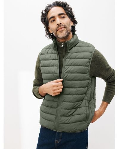 John Lewis Shower Resistant Recycled Puffer Gilet - Green