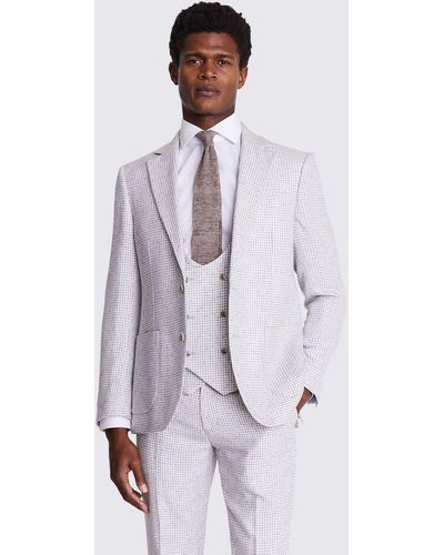 Moss Tailored Houndstooth Suit Jacket - White