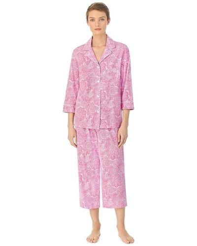 Ralph Lauren Lauren Paisley Cropped Pyjamas - Pink