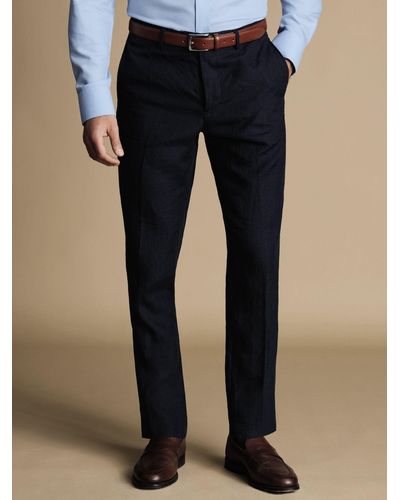 Charles Tyrwhitt Slim Fit Linen Suit Trousers - Blue