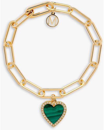 Melissa Odabash Malachite Heart Charm Bracelet - Metallic