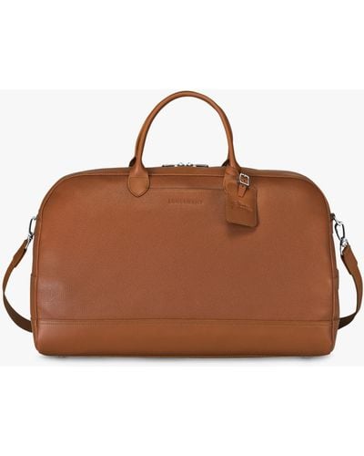 Longchamp Le Foulonné Large Leather Travel Bag - Brown
