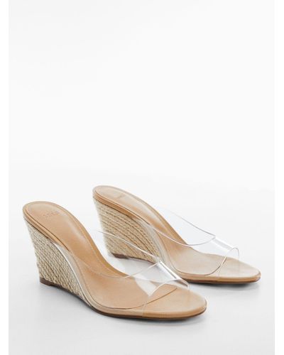 Mango Mina Transparent Vinyl Wedge Sandals - White