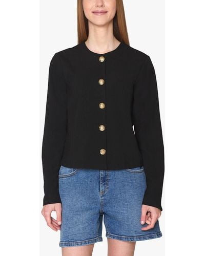 Sisters Point Naja Gold Crest Button Short Jacket - Black