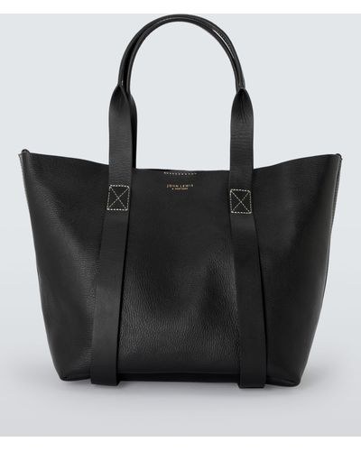 John Lewis Luxe Leather Tote Bag - Black