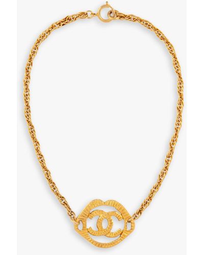 Susan Caplan Vintage Chanel Logo Byzantine Medallion Twisted Chain Necklace - Metallic