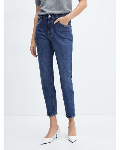 Mango New Mom Cropped Jeans - Blue