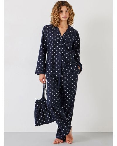 Hush Joy Star Organic Cotton Flannel Pyjama Set - Blue