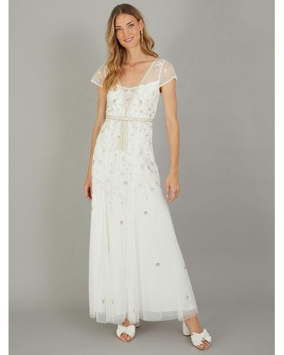Monsoon Michelle Embroidered Wedding Dress - White