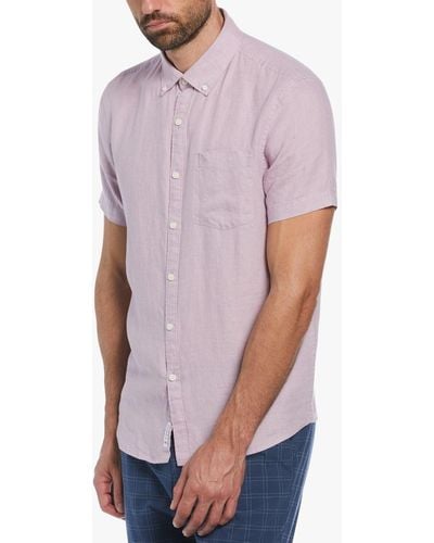 Original Penguin Linen Short Sleeve Shirt - Purple
