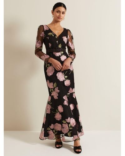 Phase Eight Genny Floral Embroidered Maxi Dress - Natural