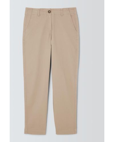 John Lewis Tapered Cotton Blend Chino Trousers - Natural