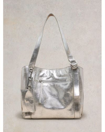 White Stuff Hannah Leather Tote Bag - Metallic