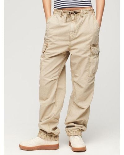 Superdry Low Rise Parachute Cargo Trousers - Natural